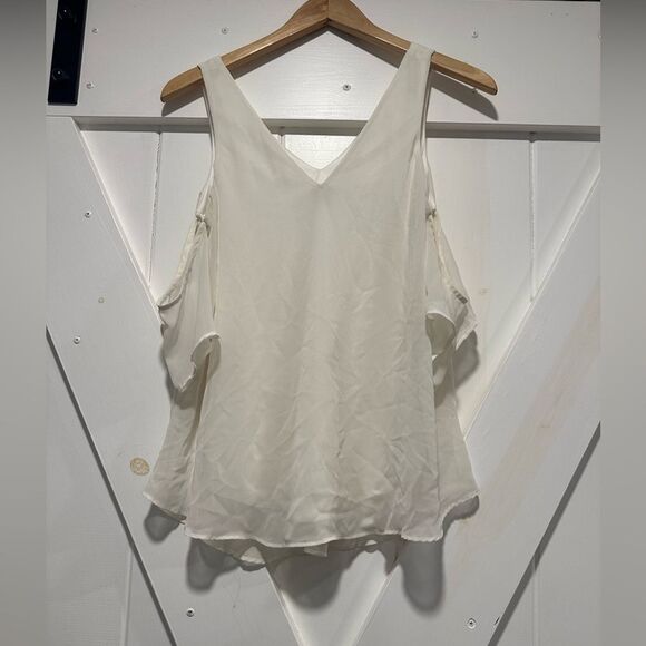 Express women's off white cream cold shoulder top - Picture 1 of 4
